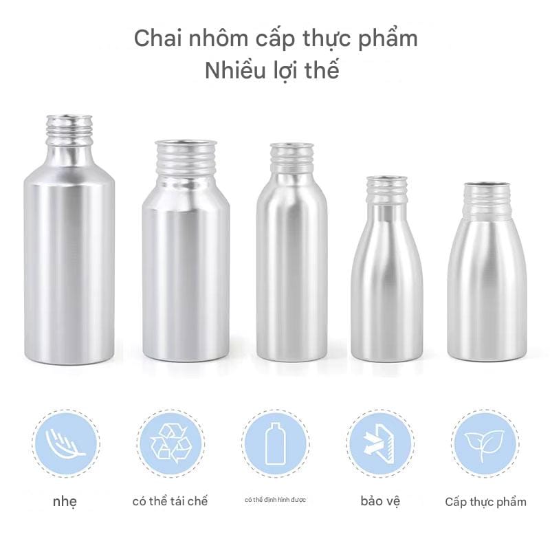 Chai nhôm thực phẩm 200ml - 500ml an toàn, cao cấp | Bao Bì Xanh